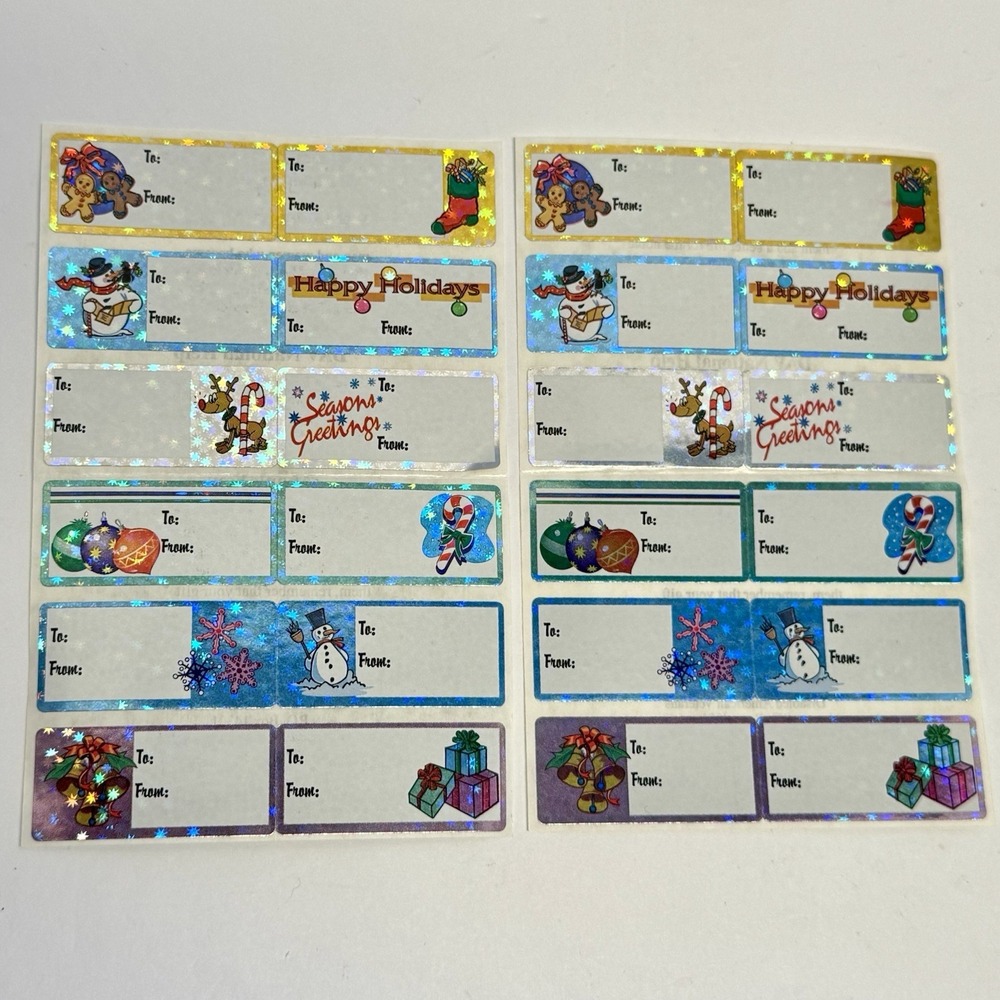 24‎ Self-Adhesive Christmas Gift Tags 2 Sheets Holiday Gift Stickers